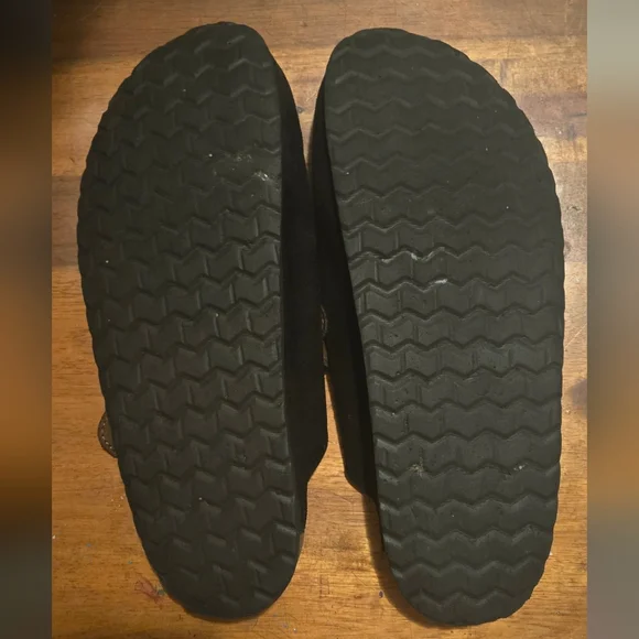 White Mountain Black Suede Slip-On Clogs with Buckle Accent - Picture 4 of 5